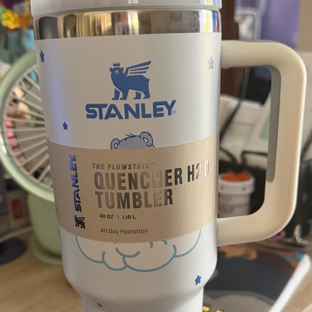 New Care Bear Stanley Quencher H2.0 Tumbler - White and Blue 40oz